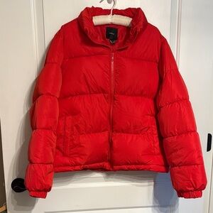 Forever 21 Trendy Vibrant Red Puffer Jacket/Coat. Great Condition.